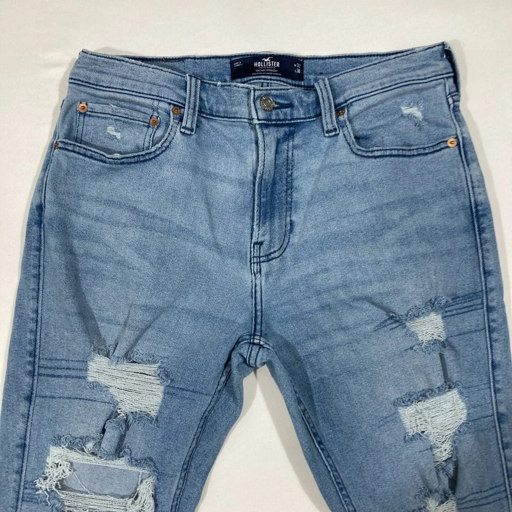 Hollister Vintage Straight Advanced Stretch Distressed Jeans Mens 32x30 Holes